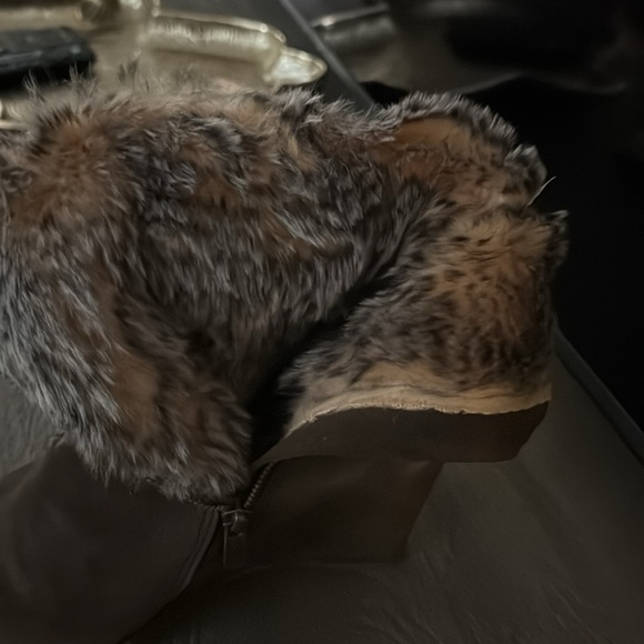 Calvin Klein Odelle Booties Womens sz 10Short Brown Suede Wedge Faux Fur Lined - Picture 5 of 5